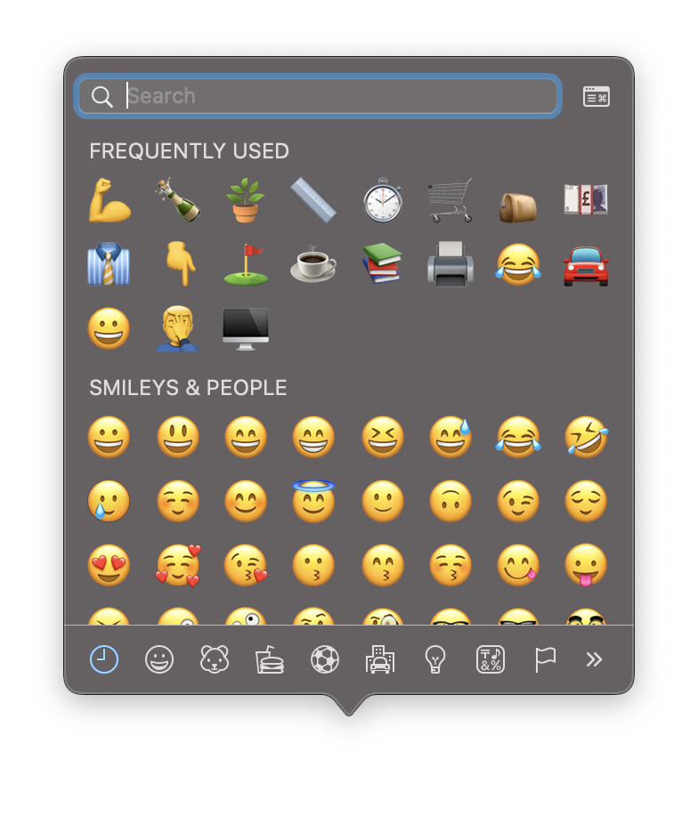 Mac Emojis Dialog Box