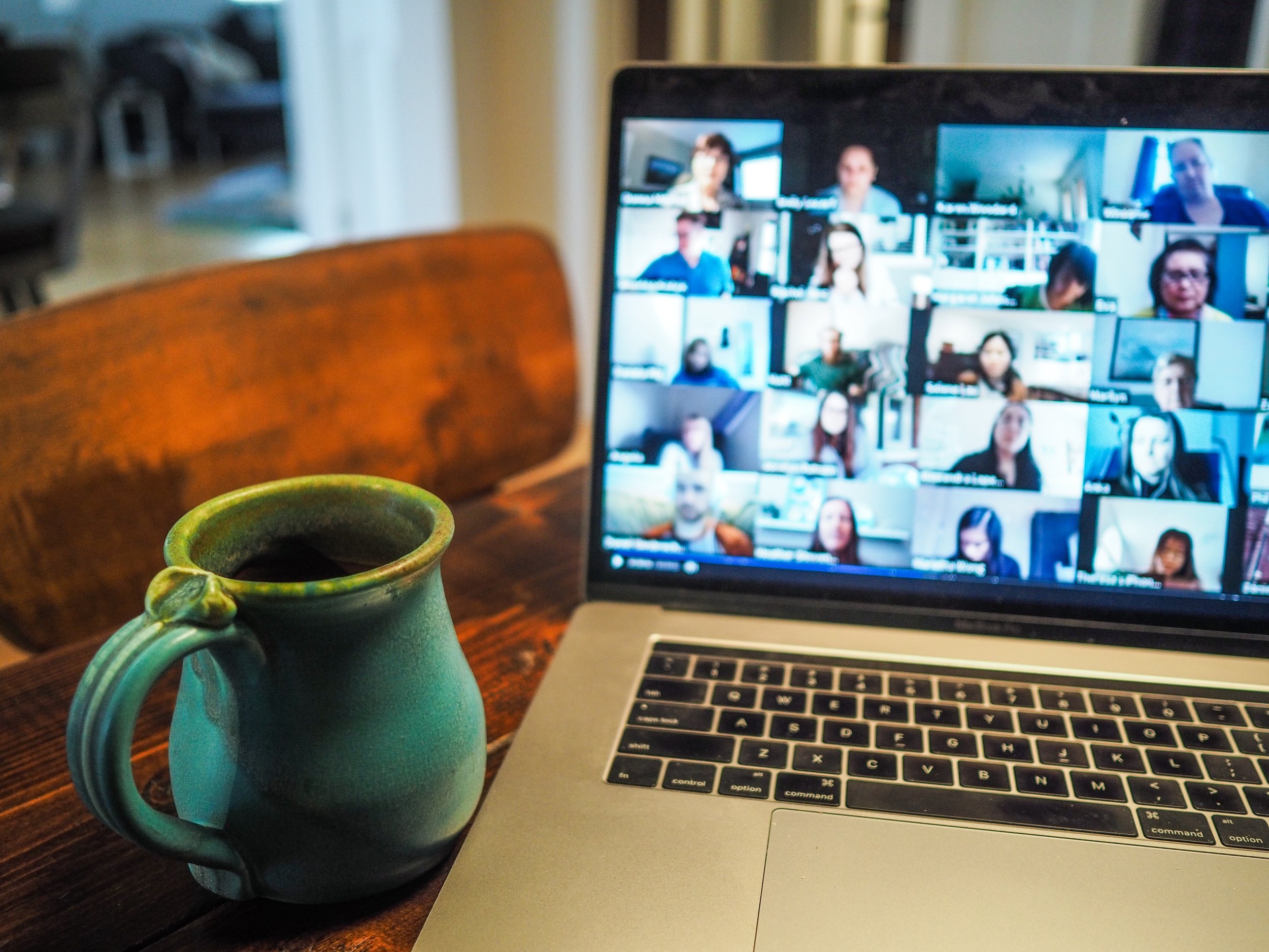 Zoom, the videoconferencing app, being used by a person working from home